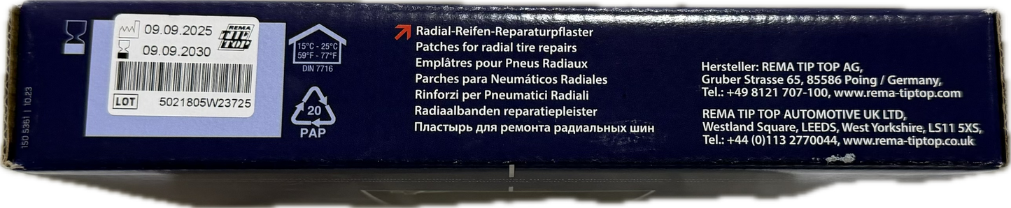REMA 2 PLY RADIAL PATCH 7-3/4'' X 6'' EA, RAD-180