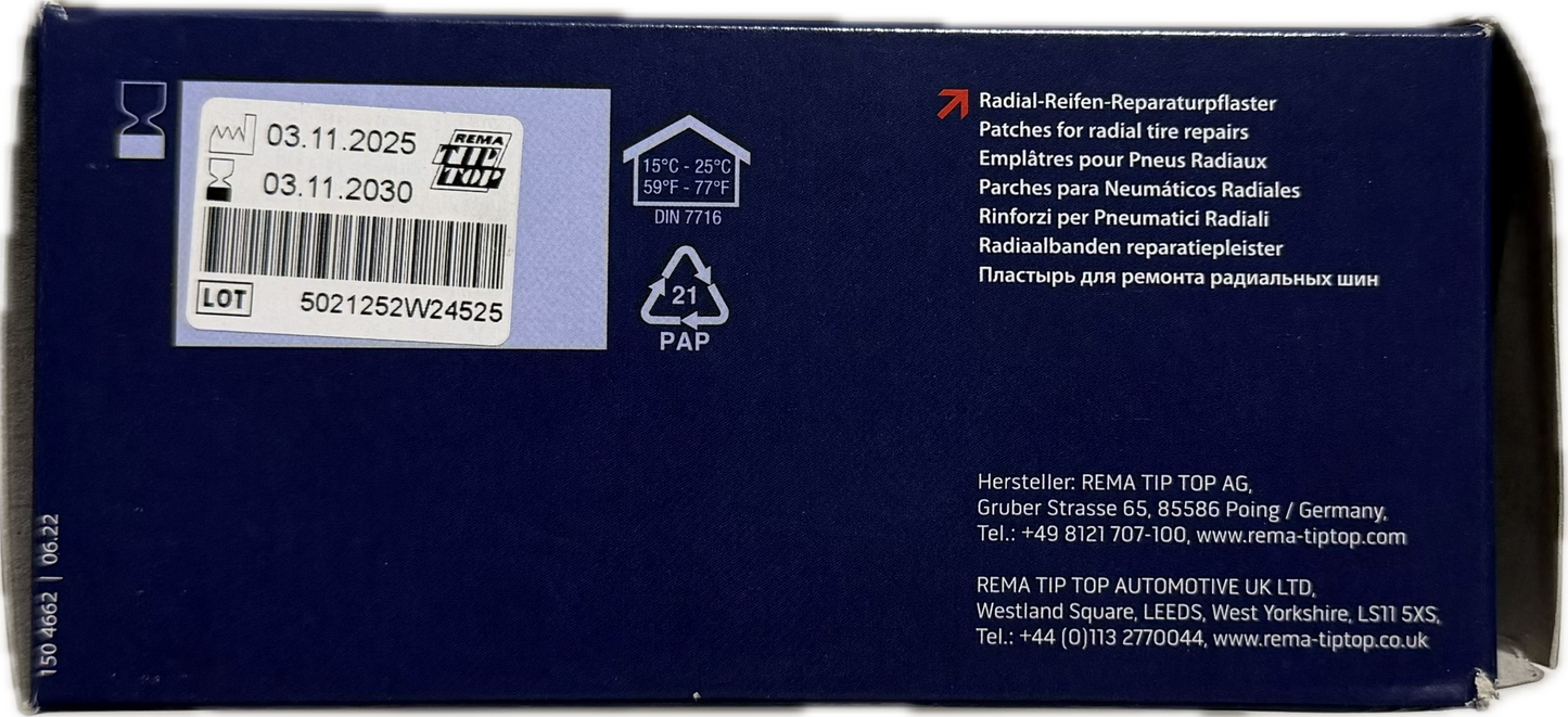 REMA 2 PLY RADIAL PATCH RAD125, RAD-125